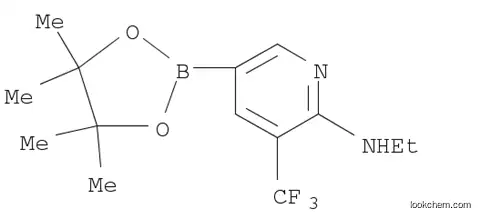 Molecular Structure of 1257432-06-6 (N-ethyl-5-(4,4,5,5-tetraMethyl-1,3,2-dioxaborolan-2-yl)-3-(trifluoroMethyl)pyridin-2-aMine)